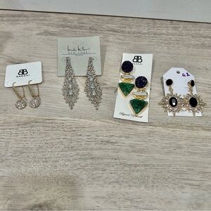 NWT Fashion Earrings Bundle Lot 4 Pairs Dangle Chandelier Formal Dressy Jewelry